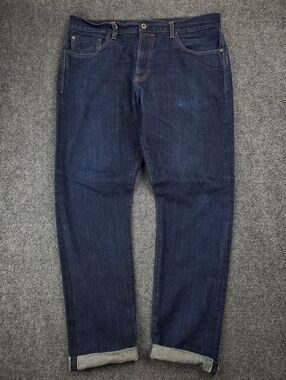 Flint And Tinder Selvedge Jeans Mens 38 Tapered Fit Dark Wash Blue Denim